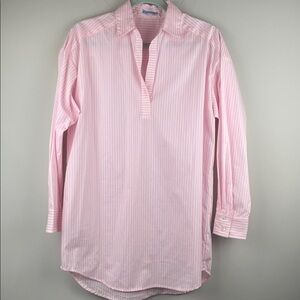 J. McLaughlin Pink White Striped Tunic Shirt Women's Size Small